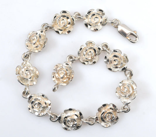 Sterling Silver Rose Bracelet