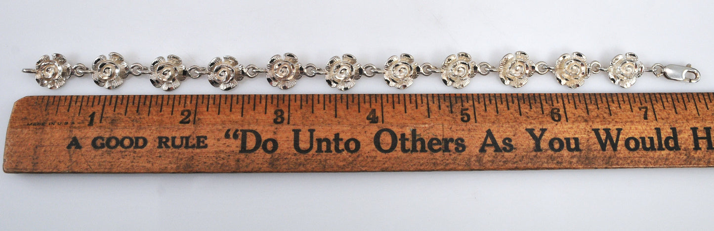 Sterling Silver Rose Bracelet