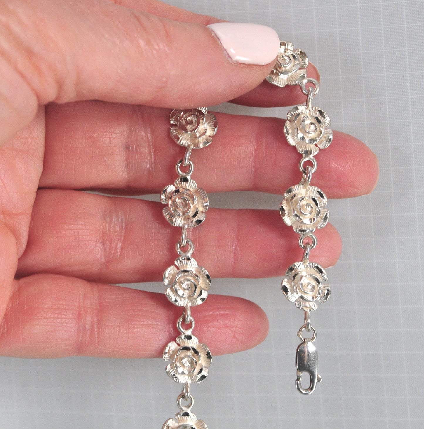 Sterling Silver Rose Bracelet