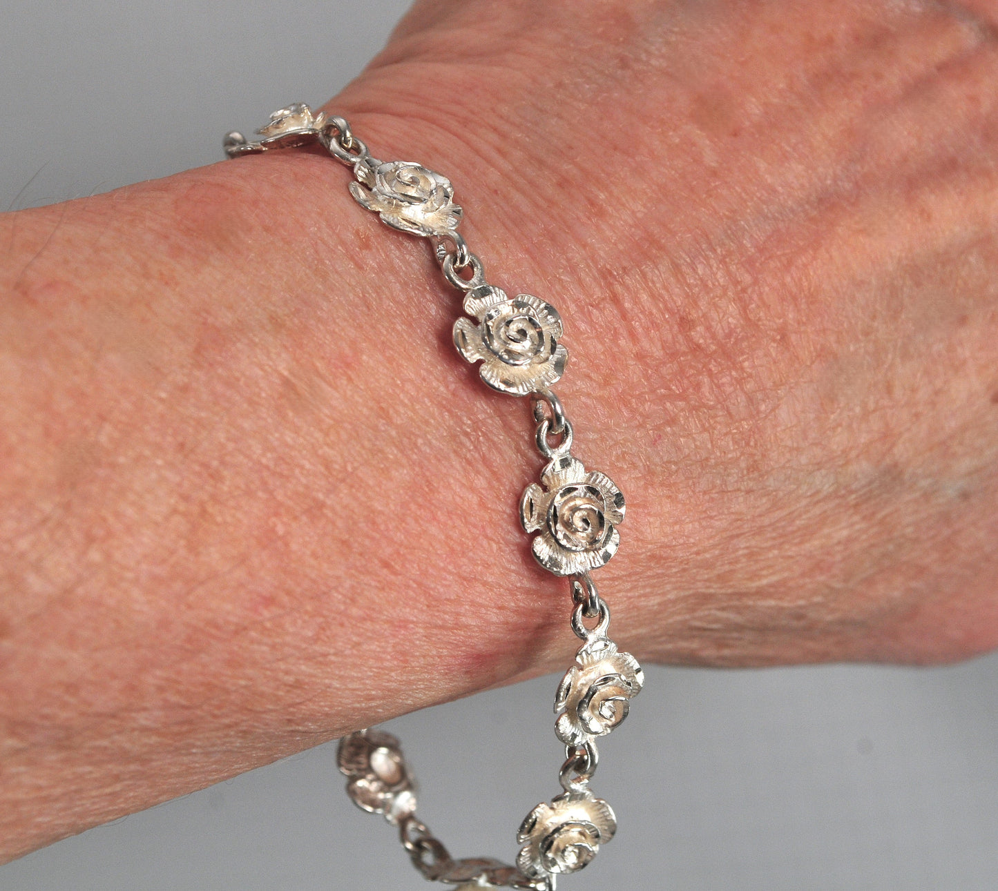Sterling Silver Rose Bracelet