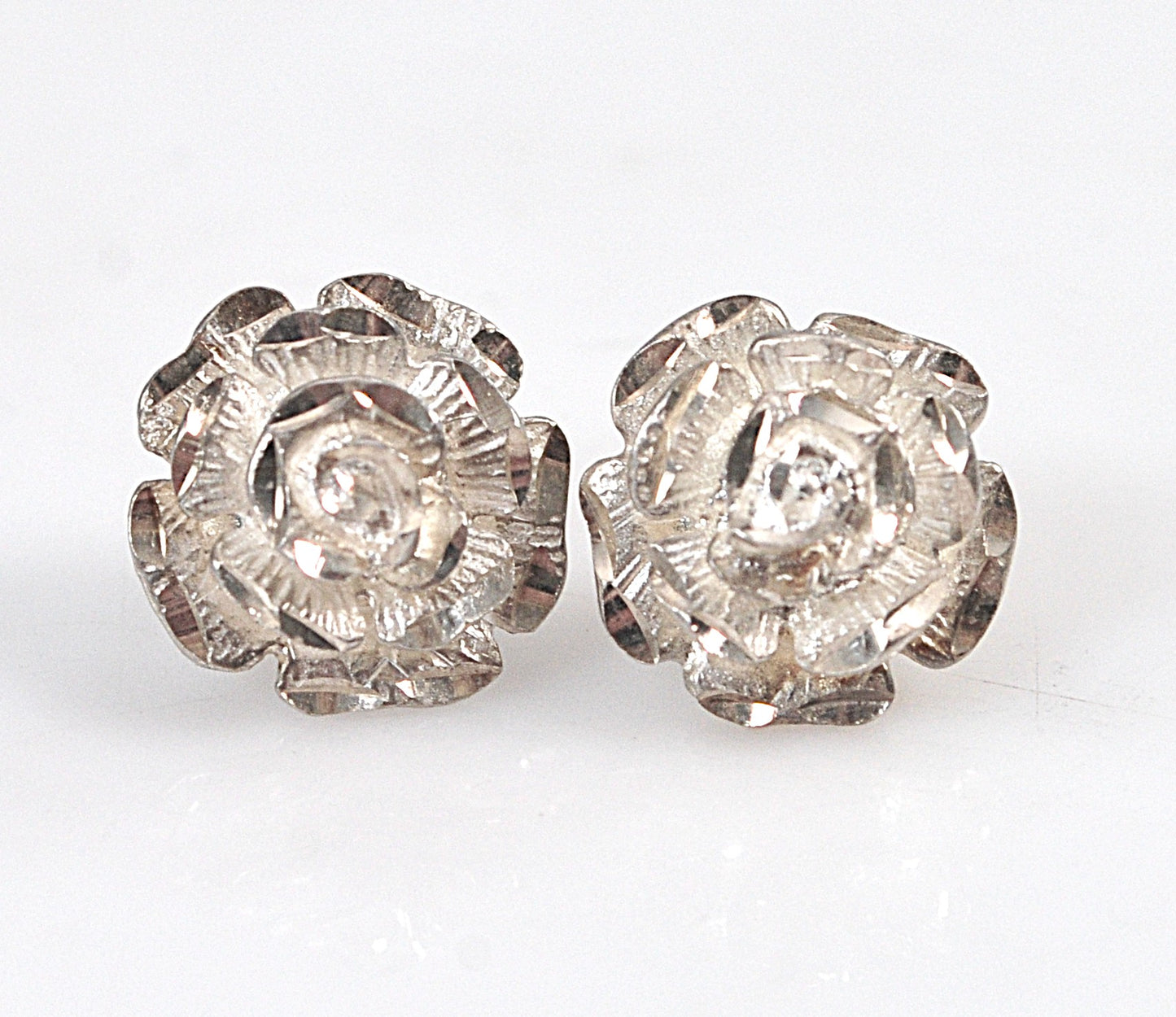 Sterling Silver Rose Stud Earrings