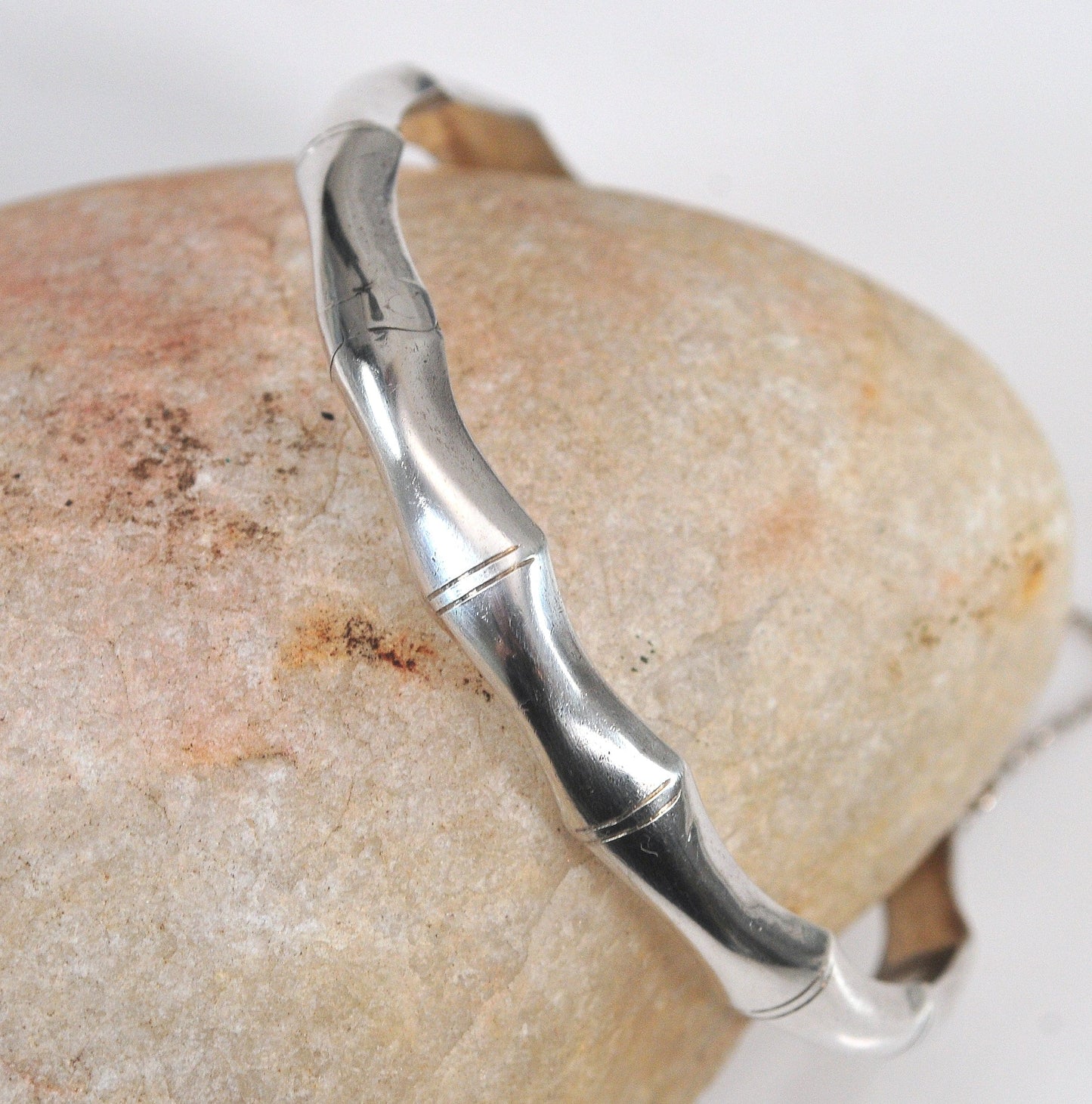 925 Sterling Silver Bamboo Bangle Bracelet