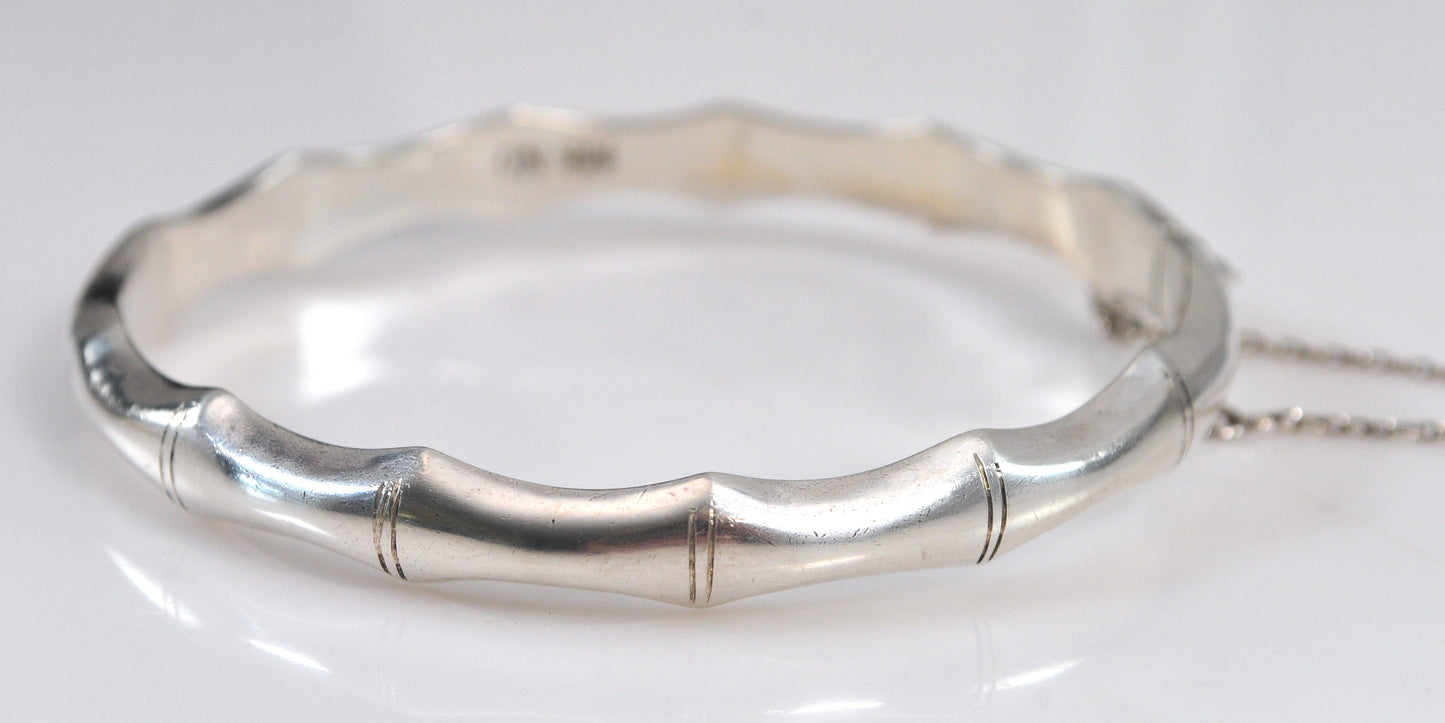 925 Sterling Silver Bamboo Bangle Bracelet