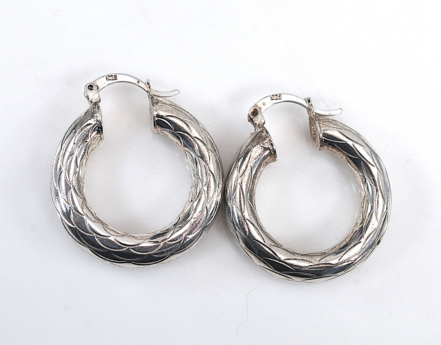 Chunky 925 Sterling Silver Hoop Earrings
