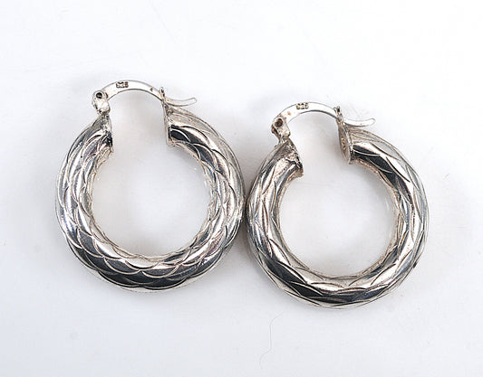 Chunky 925 Sterling Silver Hoop Earrings