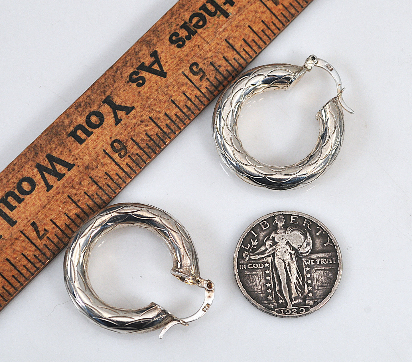 Chunky 925 Sterling Silver Hoop Earrings