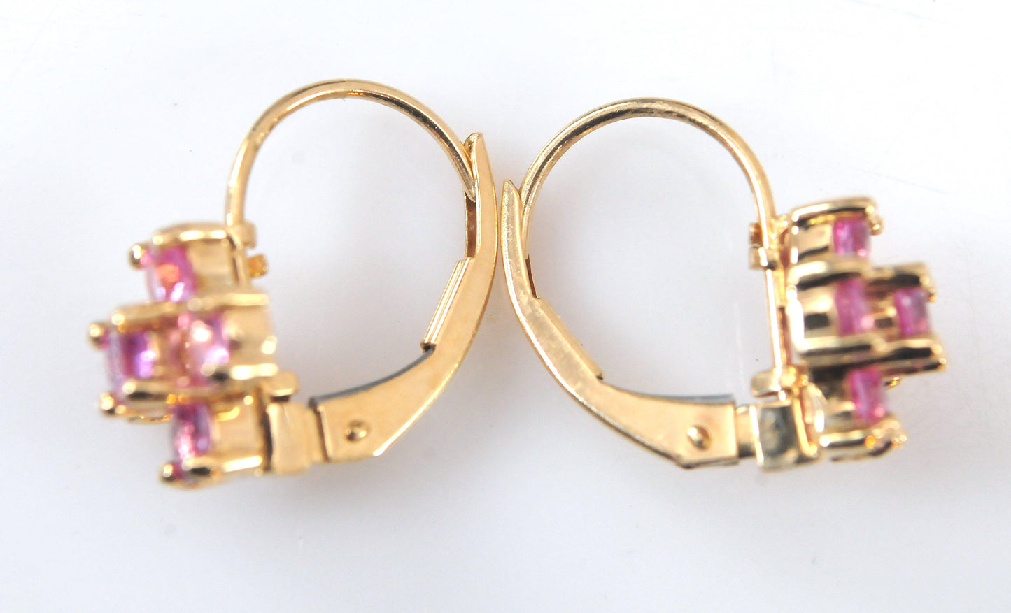 14K Gold Pink Flower Earrings