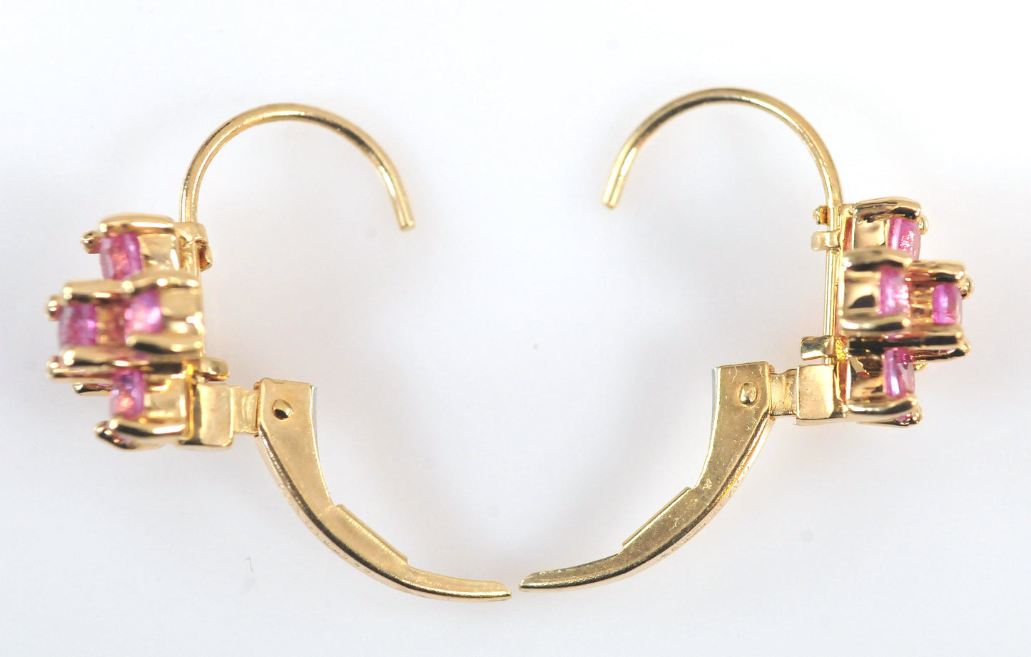 14K Gold Pink Flower Earrings