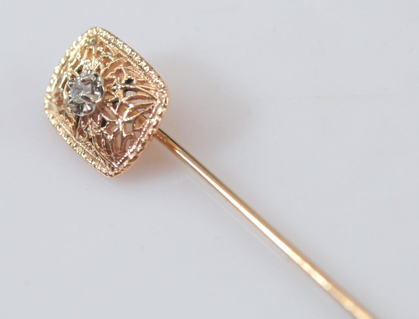 Antique 14K Gold Diamond Stick Pin