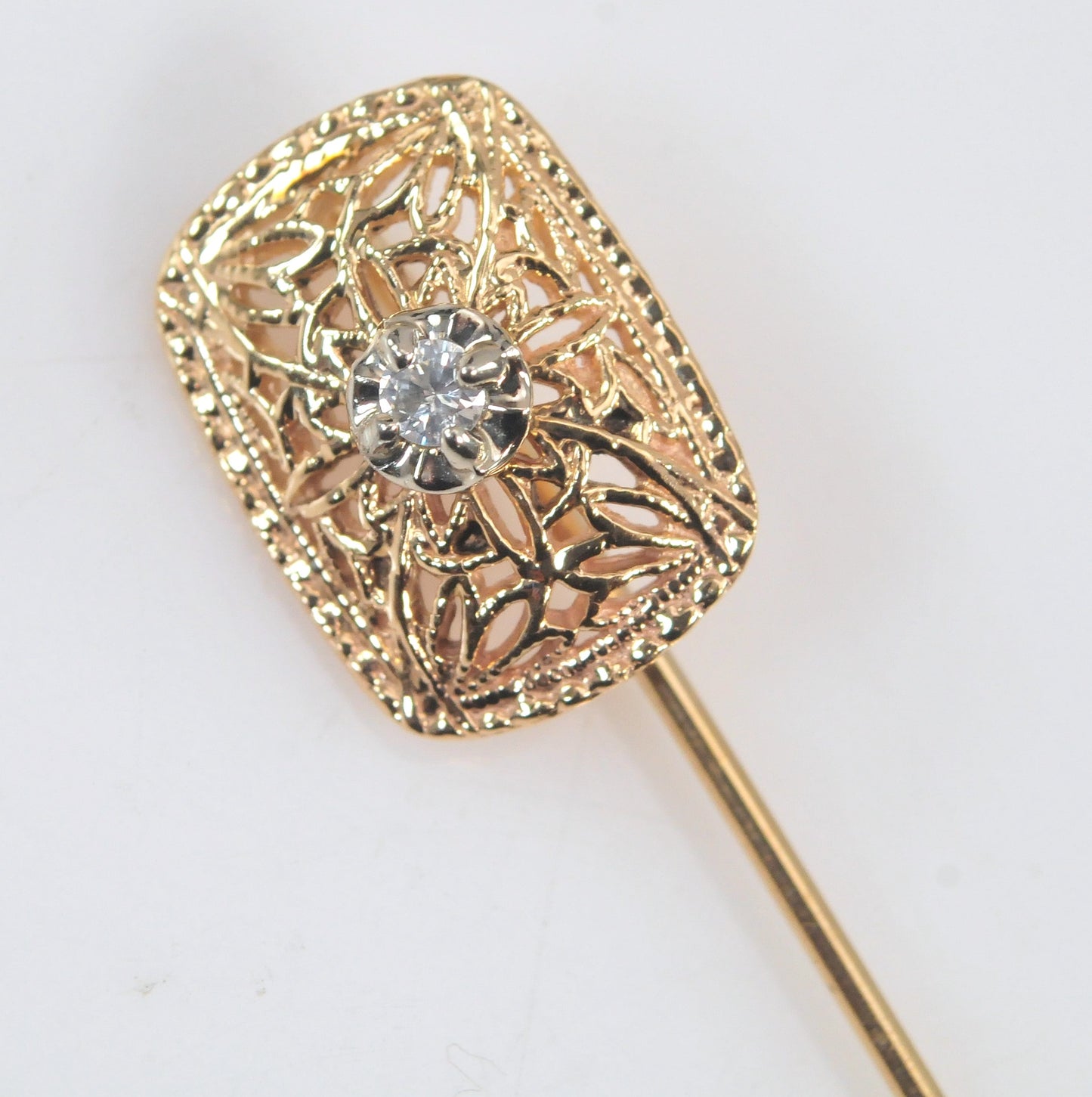 Antique 14K Gold Diamond Stick Pin