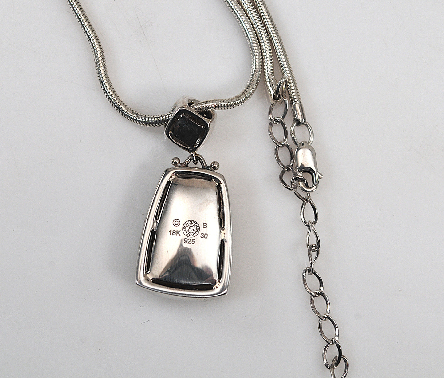 Asch Grossbardt Sterling Silver 18K Gold Picasso Inlay Pendant Necklace