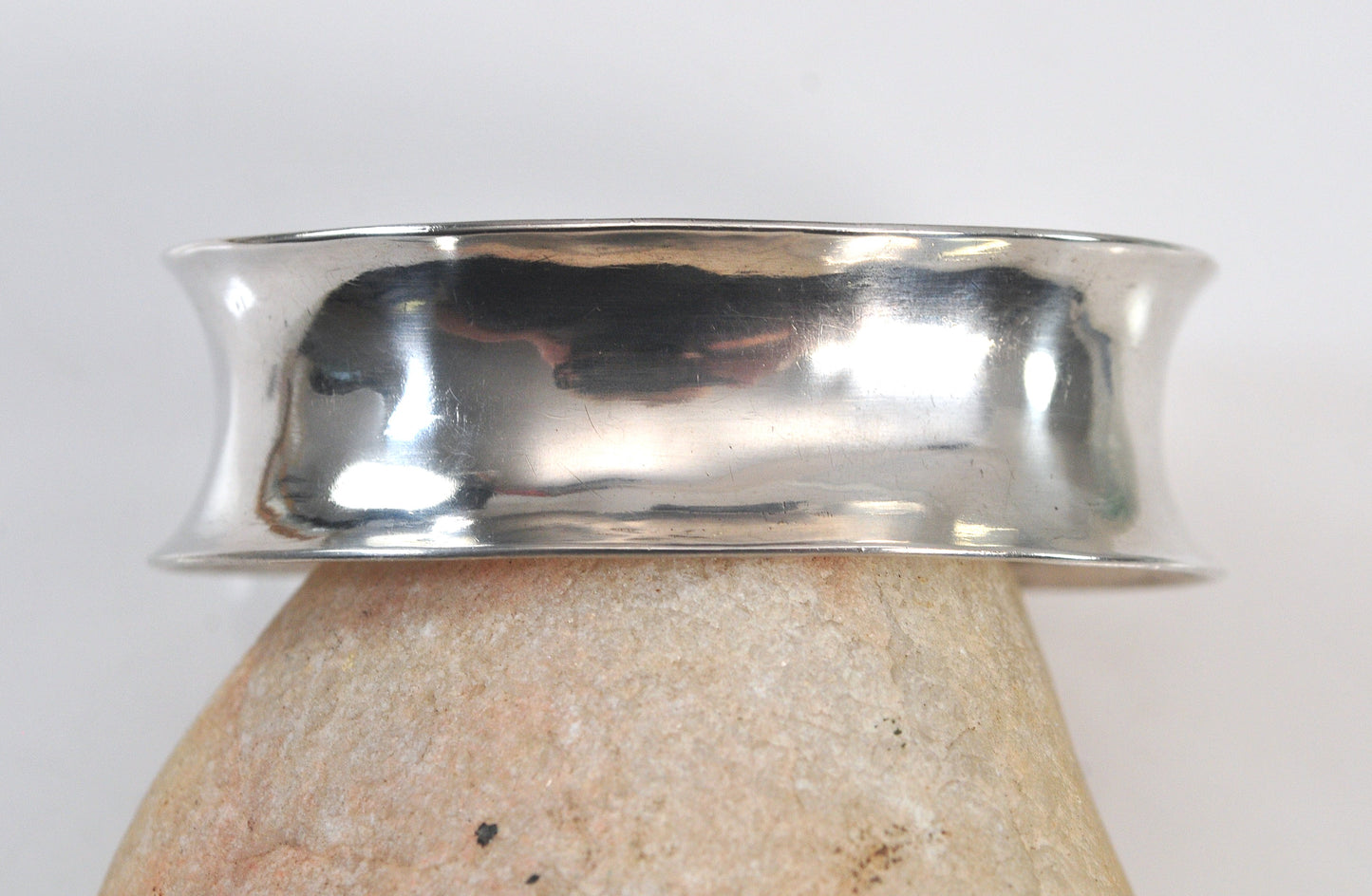 Handmade Signed Wide Sterling Silver Cuff Bracelet