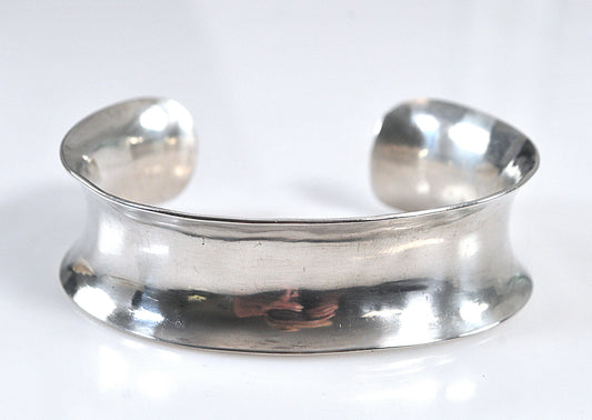Handmade Signed Wide Sterling Silver Cuff Bracelet