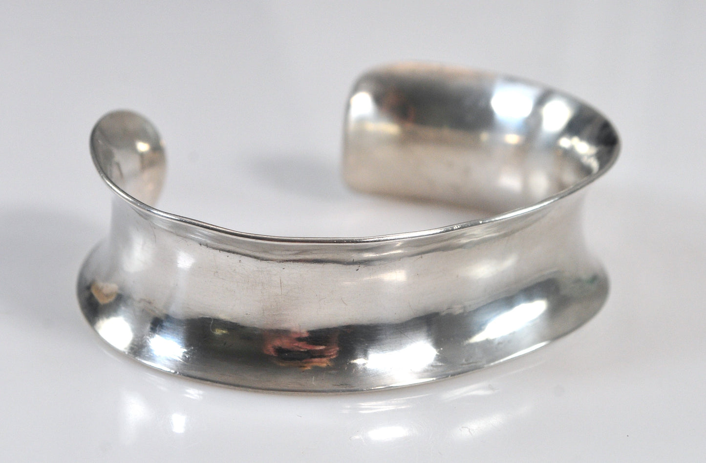 Handmade Signed Wide Sterling Silver Cuff Bracelet