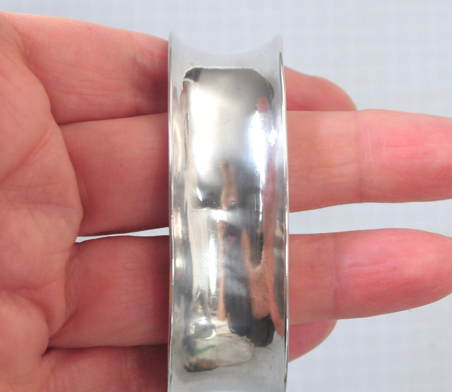 Handmade Signed Wide Sterling Silver Cuff Bracelet