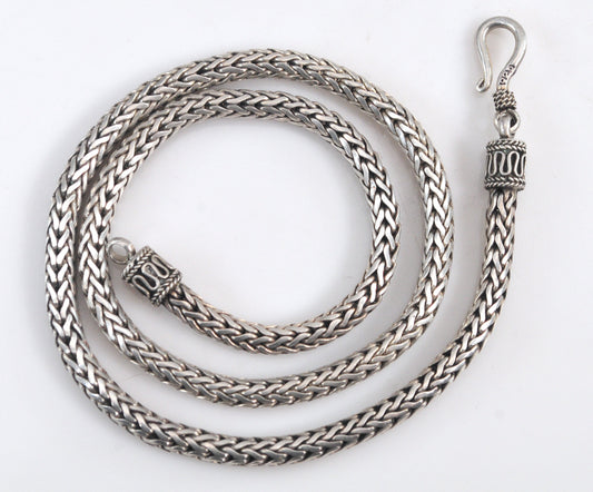Heavy Sterling Silver Foxtail Chain Necklace