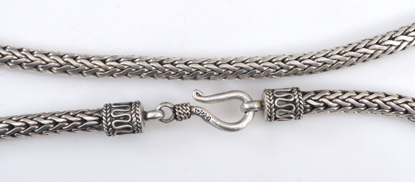 Heavy Sterling Silver Foxtail Chain Necklace