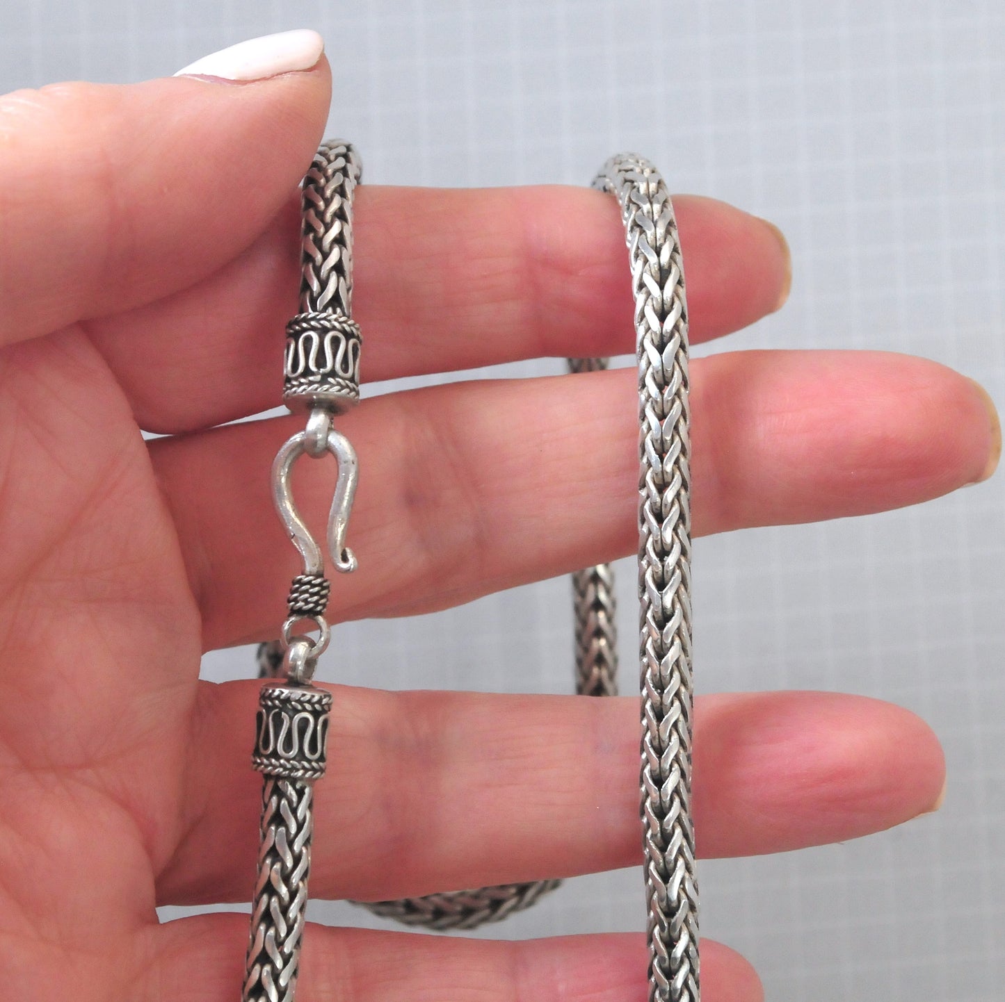 Heavy Sterling Silver Foxtail Chain Necklace