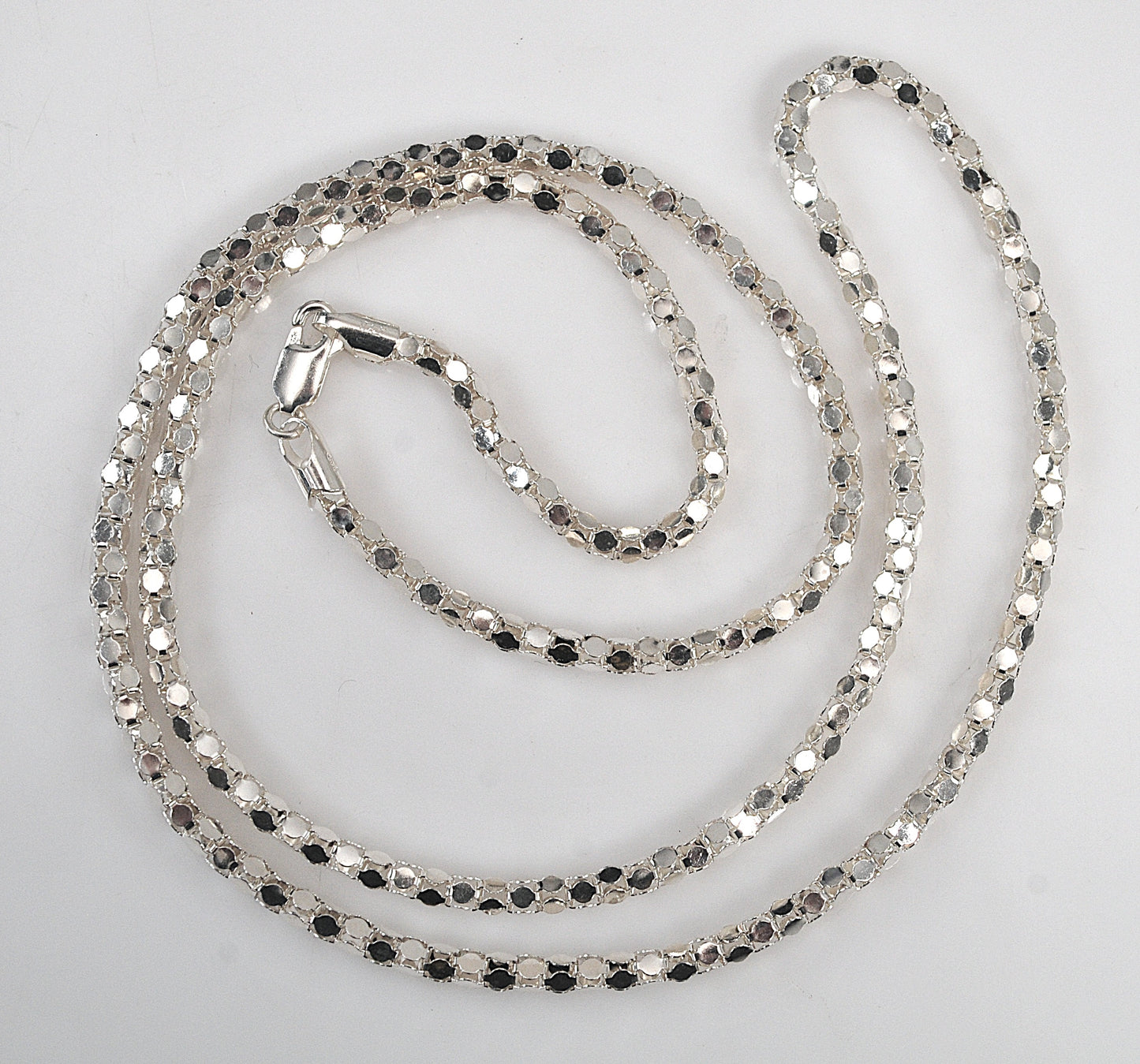 925 Italy Mirror Popcorn Necklace