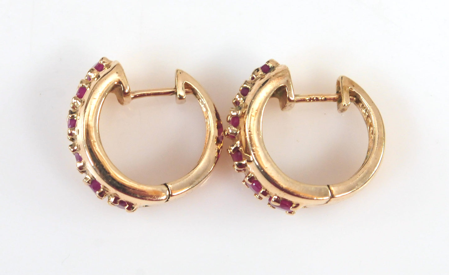 Ross Simons Gold over Sterling Ruby Huggie Earrings
