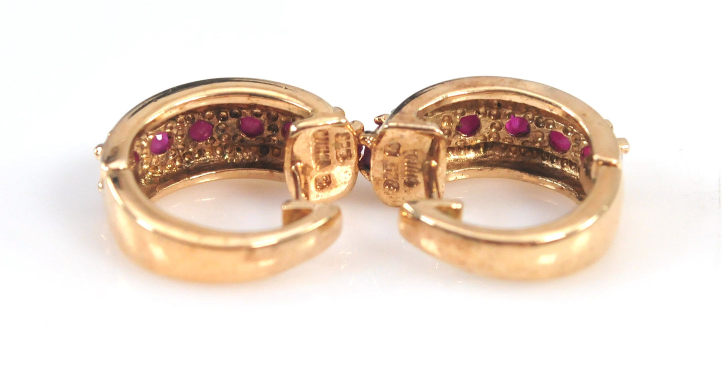 Ross Simons Gold over Sterling Ruby Huggie Earrings