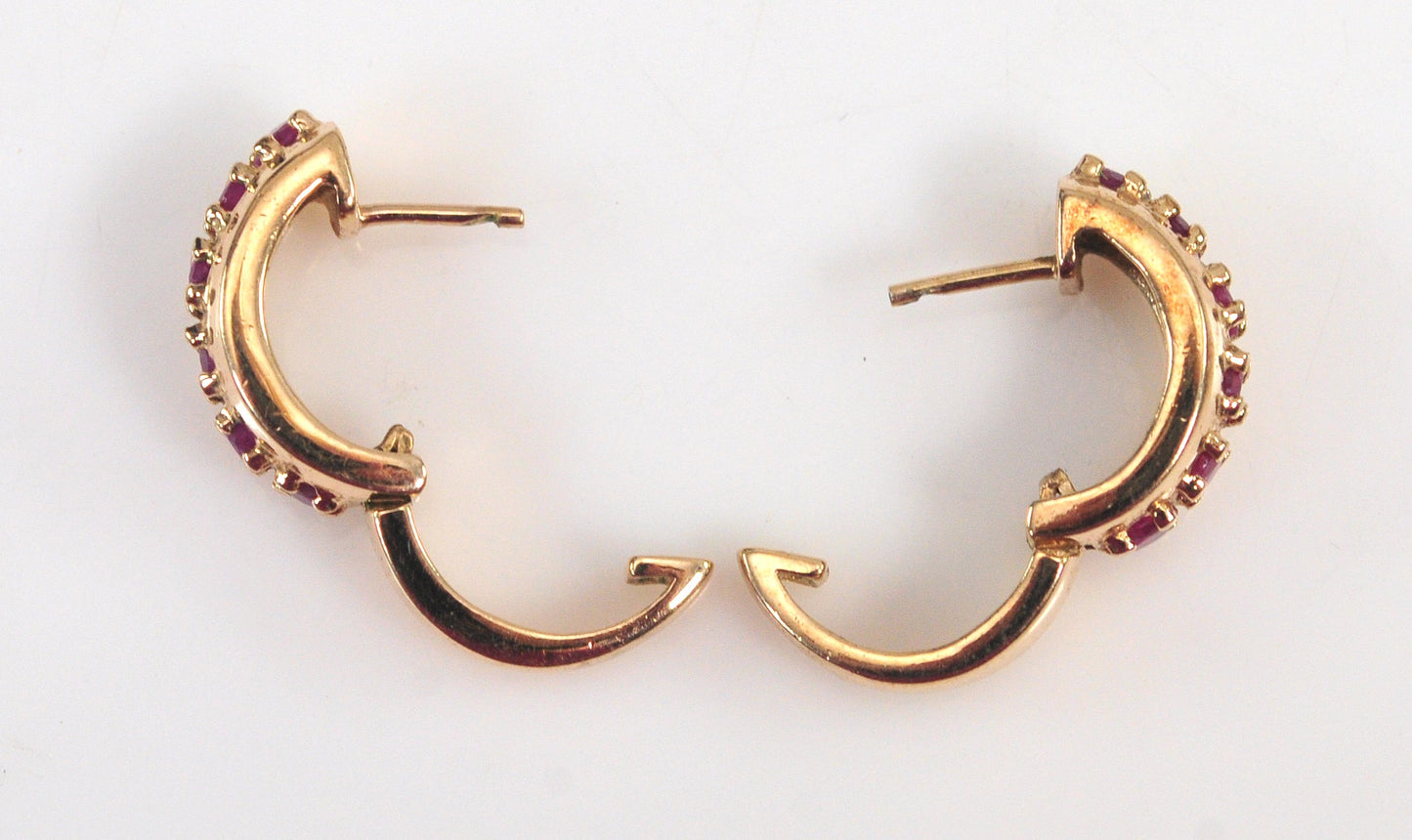 Ross Simons Gold over Sterling Ruby Huggie Earrings
