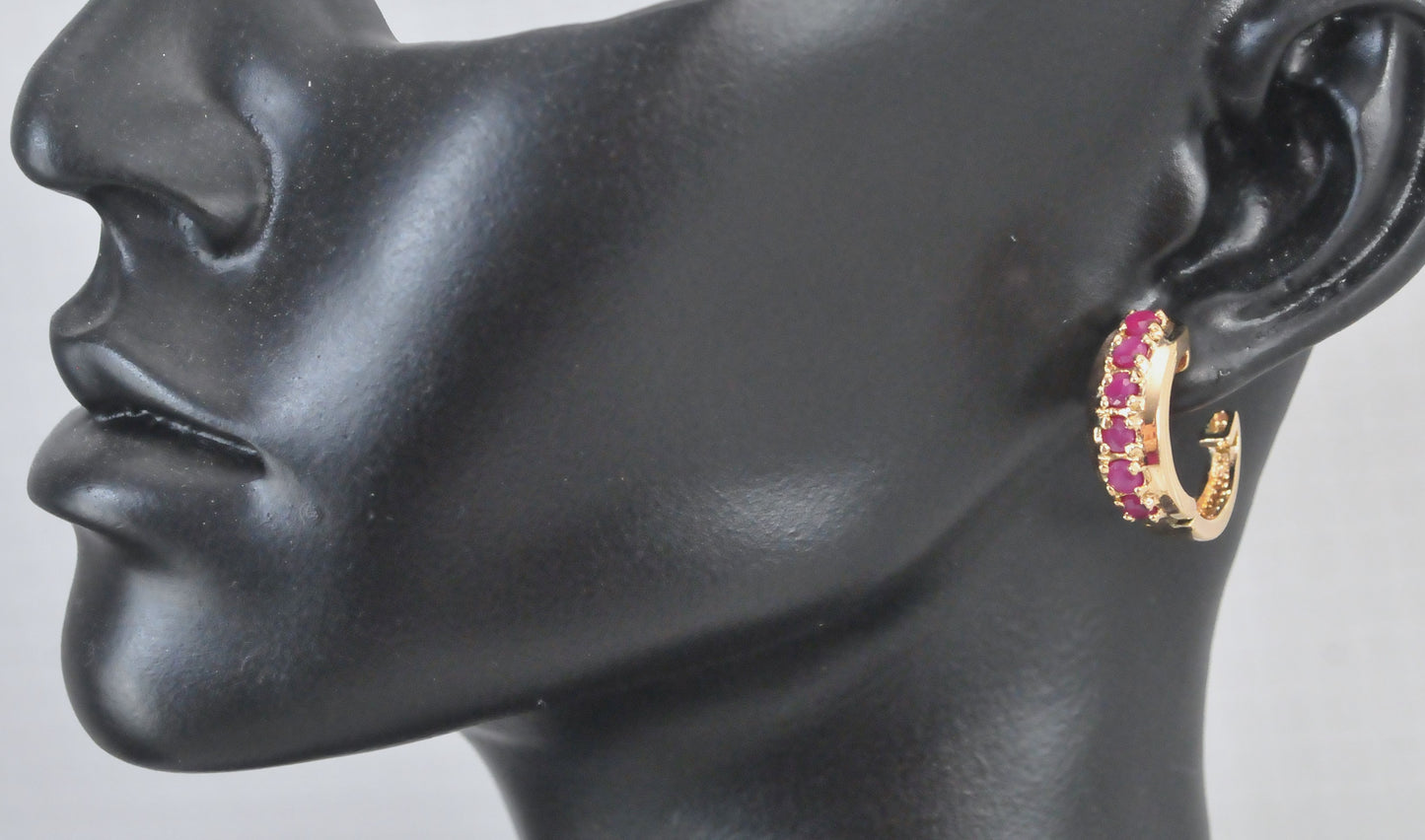 Ross Simons Gold over Sterling Ruby Huggie Earrings