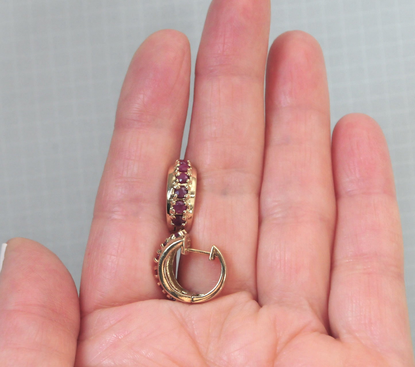 Ross Simons Gold over Sterling Ruby Huggie Earrings