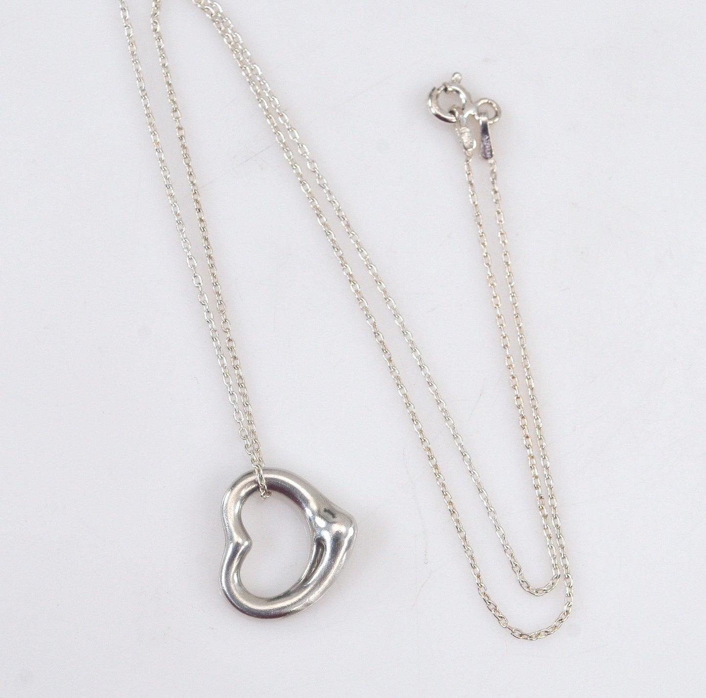 Tiffany & Co. Elsa Peretti 925 Small Floating Heart Pendant and Chain