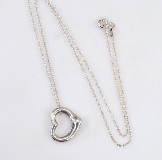 Tiffany & Co. Elsa Peretti 925 Small Floating Heart Pendant and Chain