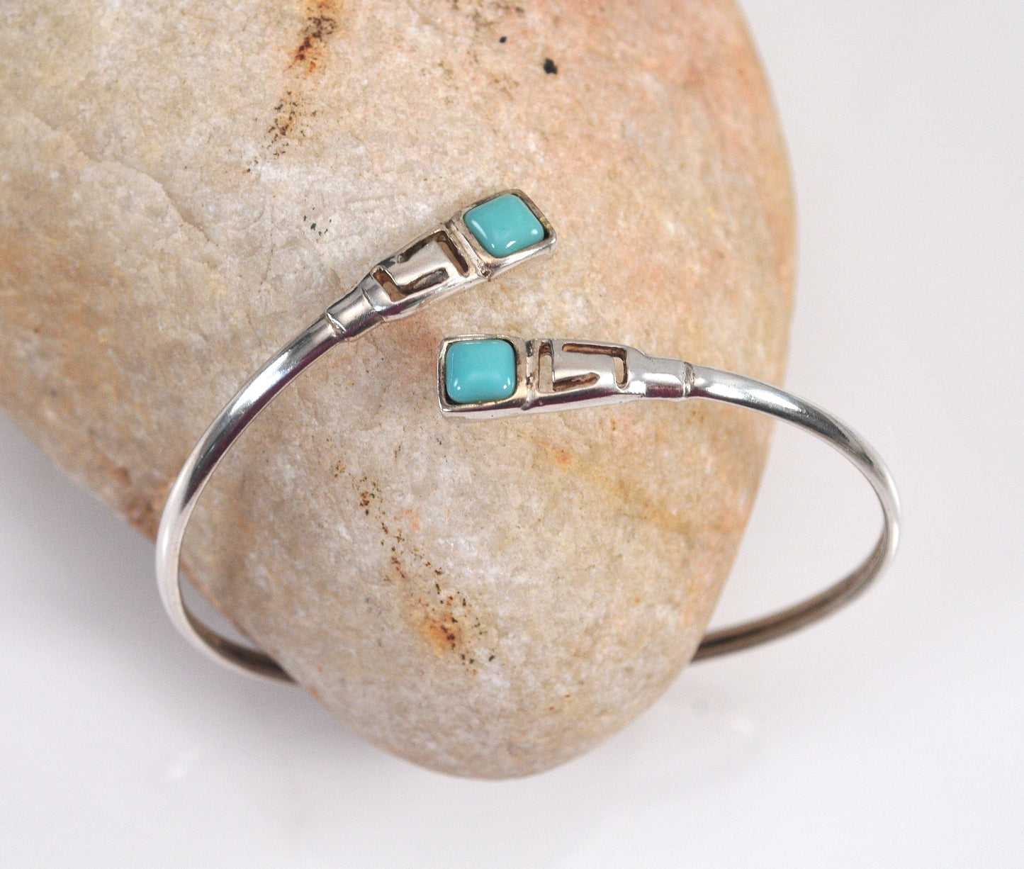 Vintage Sterling Silver Turquoise Bypass Bracelet
