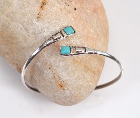 Vintage Sterling Silver Turquoise Bypass Bracelet
