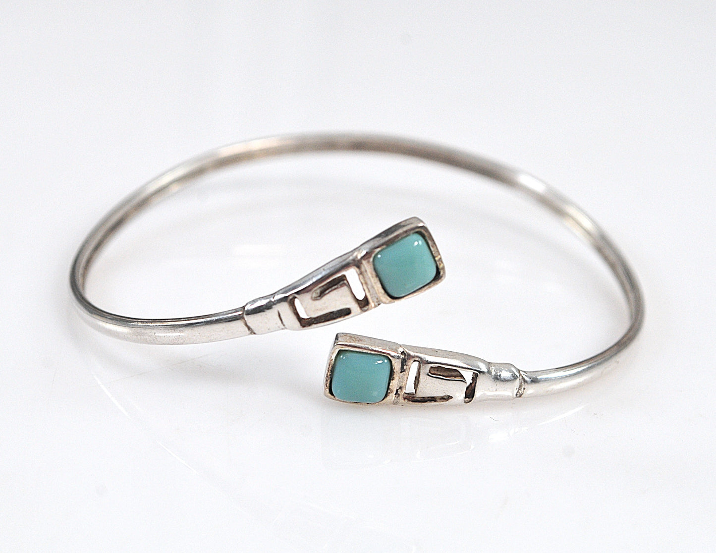 Vintage Sterling Silver Turquoise Bypass Bracelet