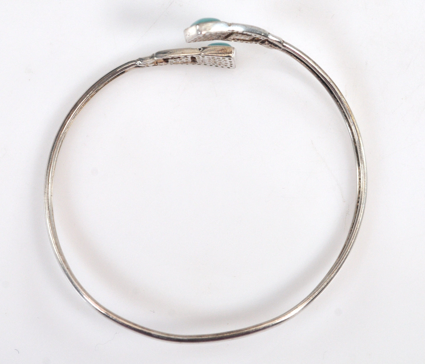 Vintage Sterling Silver Turquoise Bypass Bracelet