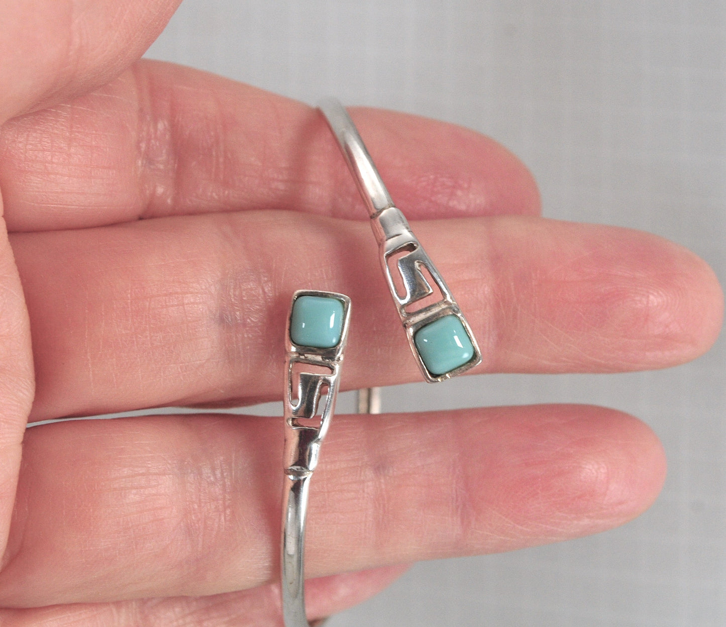 Vintage Sterling Silver Turquoise Bypass Bracelet