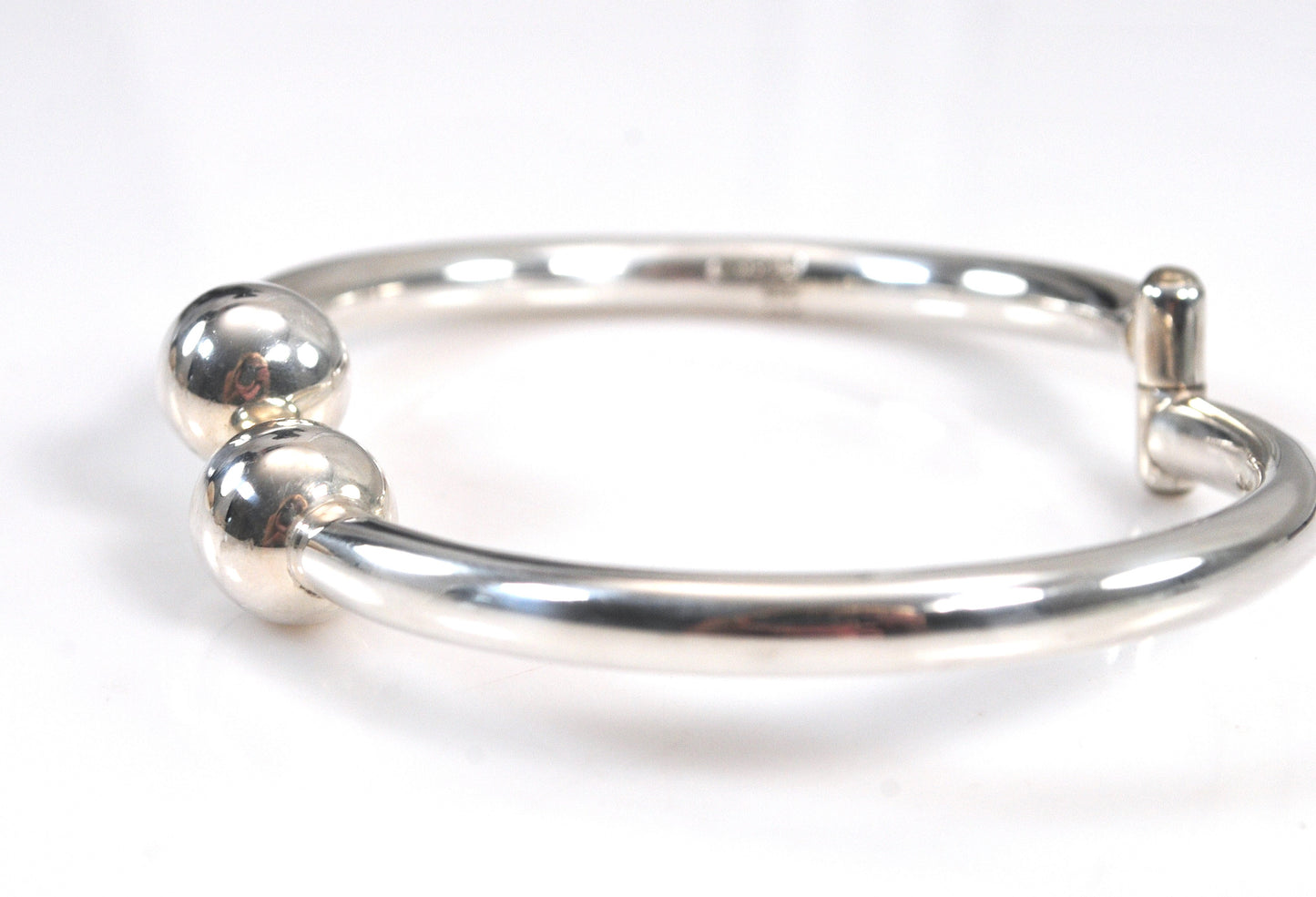 Chunky Sterling Silver Ball Bypass Bangle Bracelet