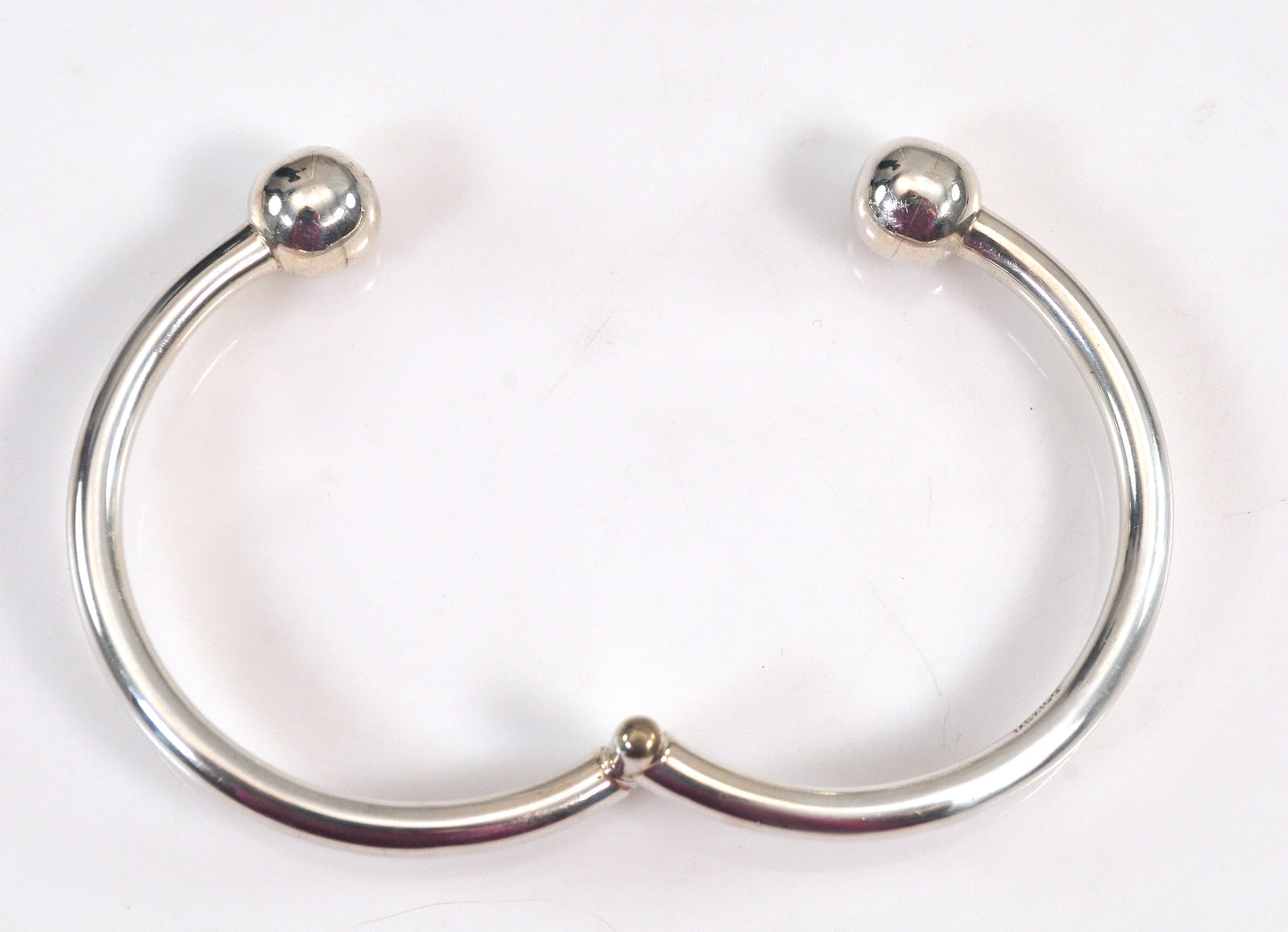 Chunky Sterling Silver Ball Bypass Bangle Bracelet
