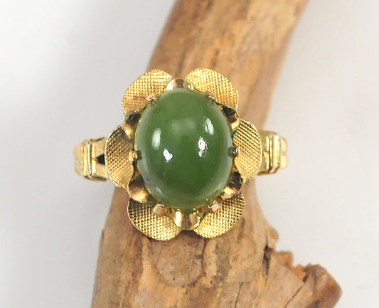 Vintage Gold Filled Clark & Coombs Jade Ring
