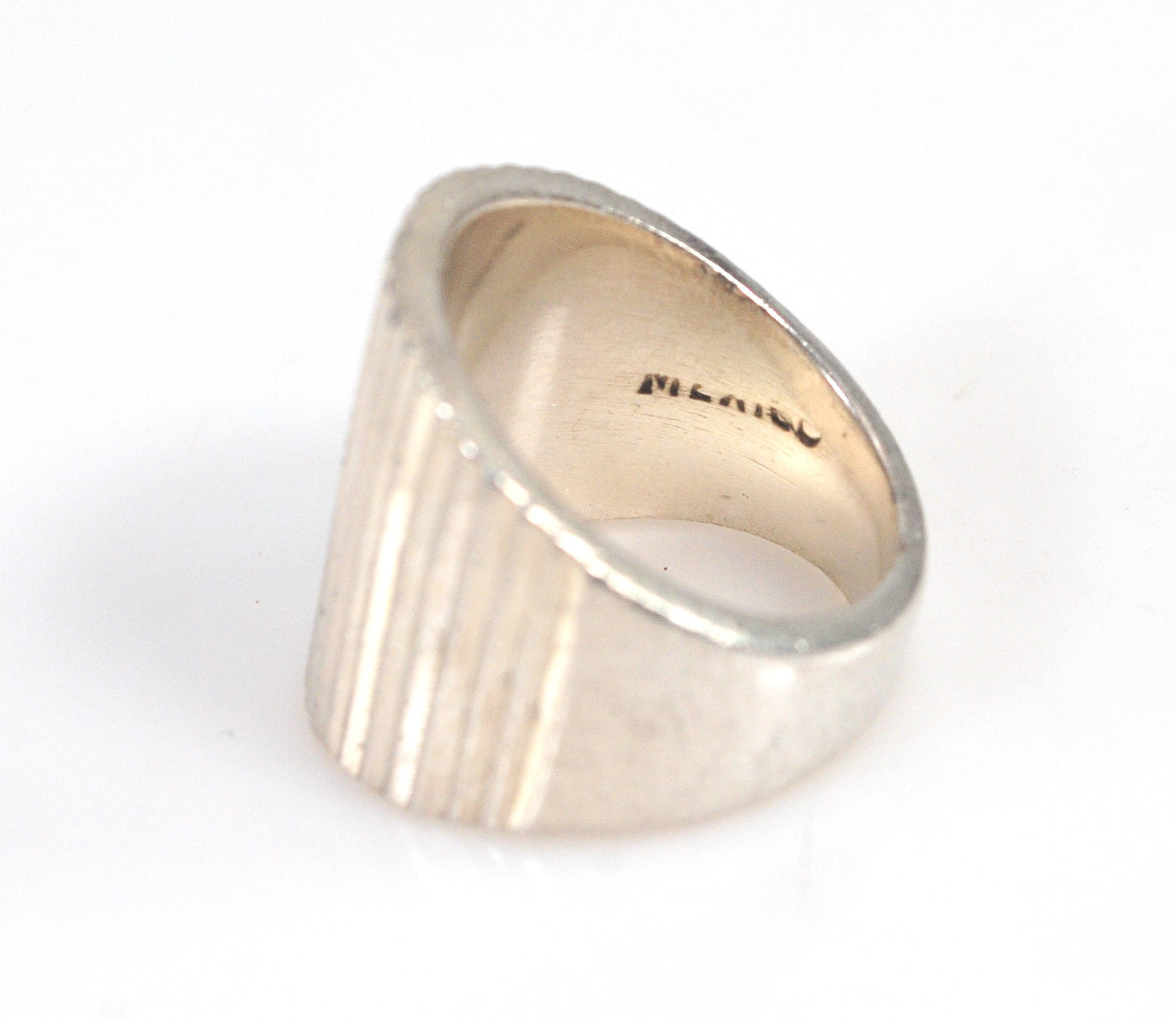925 Sterling Silver Sparkly Wide Ribbed Sterling Silver Band Ring