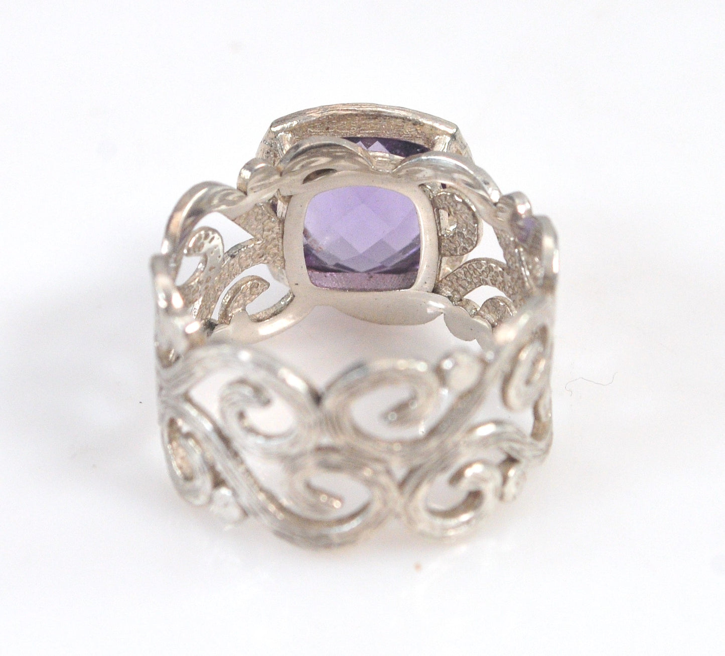 Israel Sterling Silver Wide Amethyst Ring
