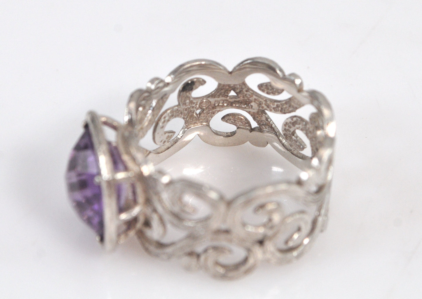 Israel Sterling Silver Wide Amethyst Ring