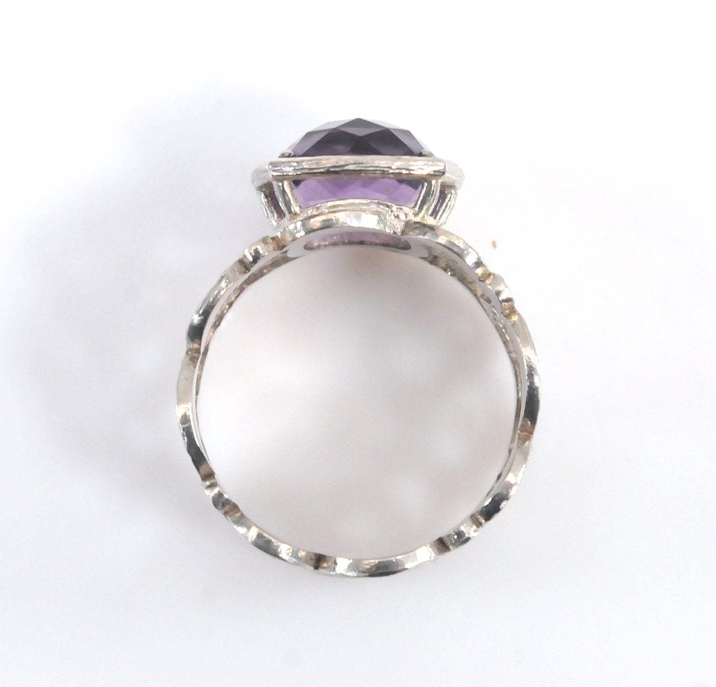 Israel Sterling Silver Wide Amethyst Ring
