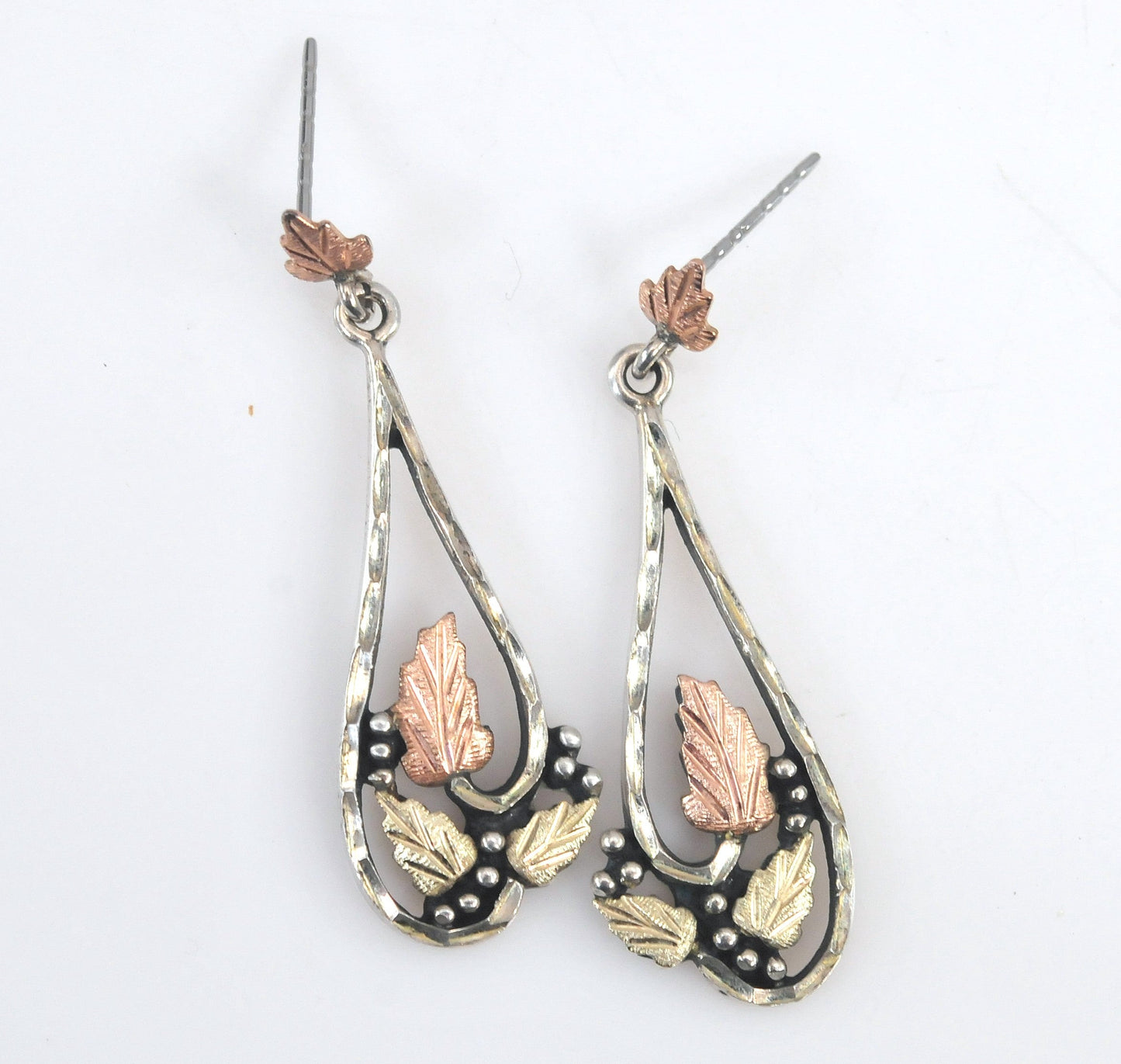 Wheeler Black Hills Sterling Silver 12K Gold Leaf Earrings