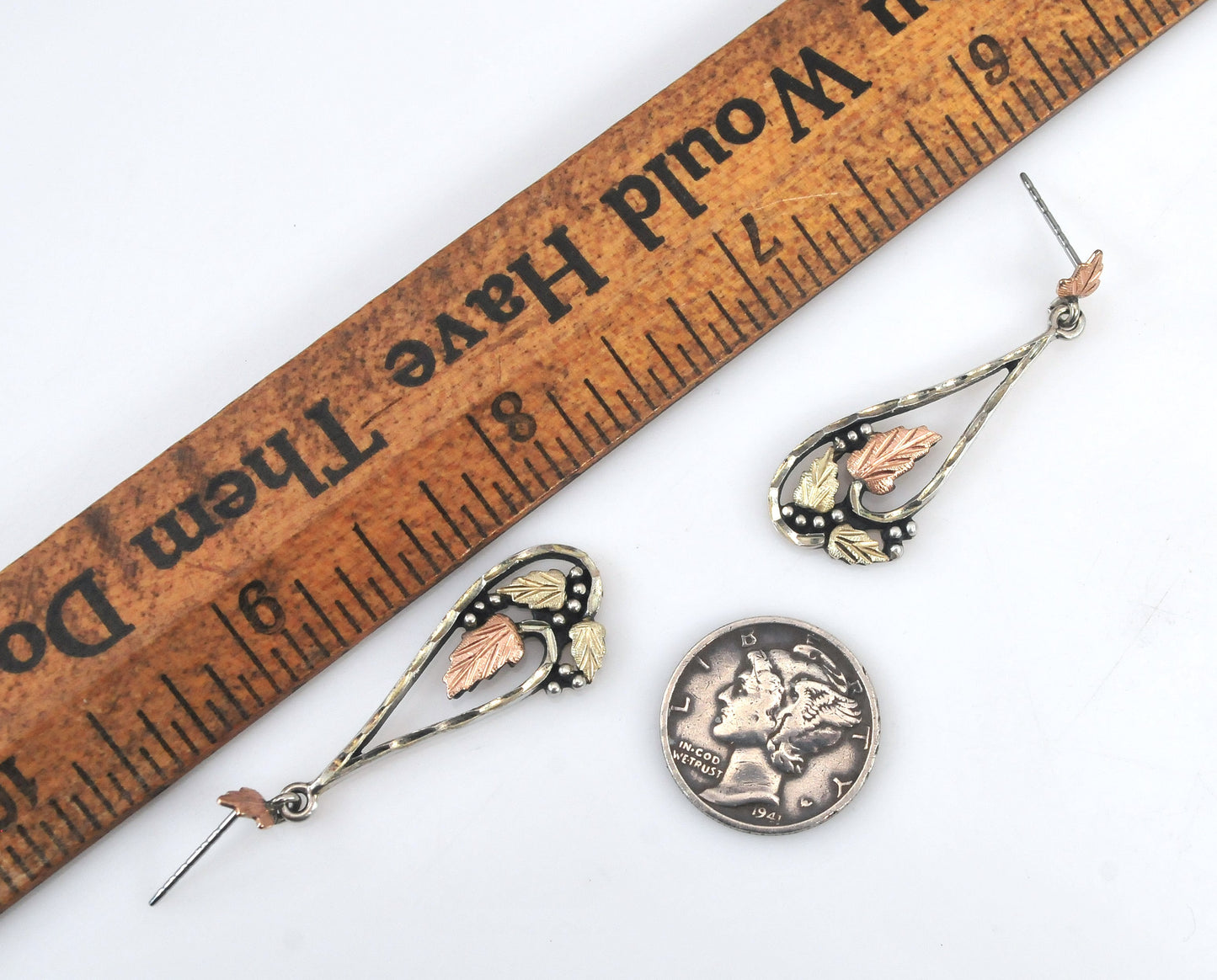 Wheeler Black Hills Sterling Silver 12K Gold Leaf Earrings