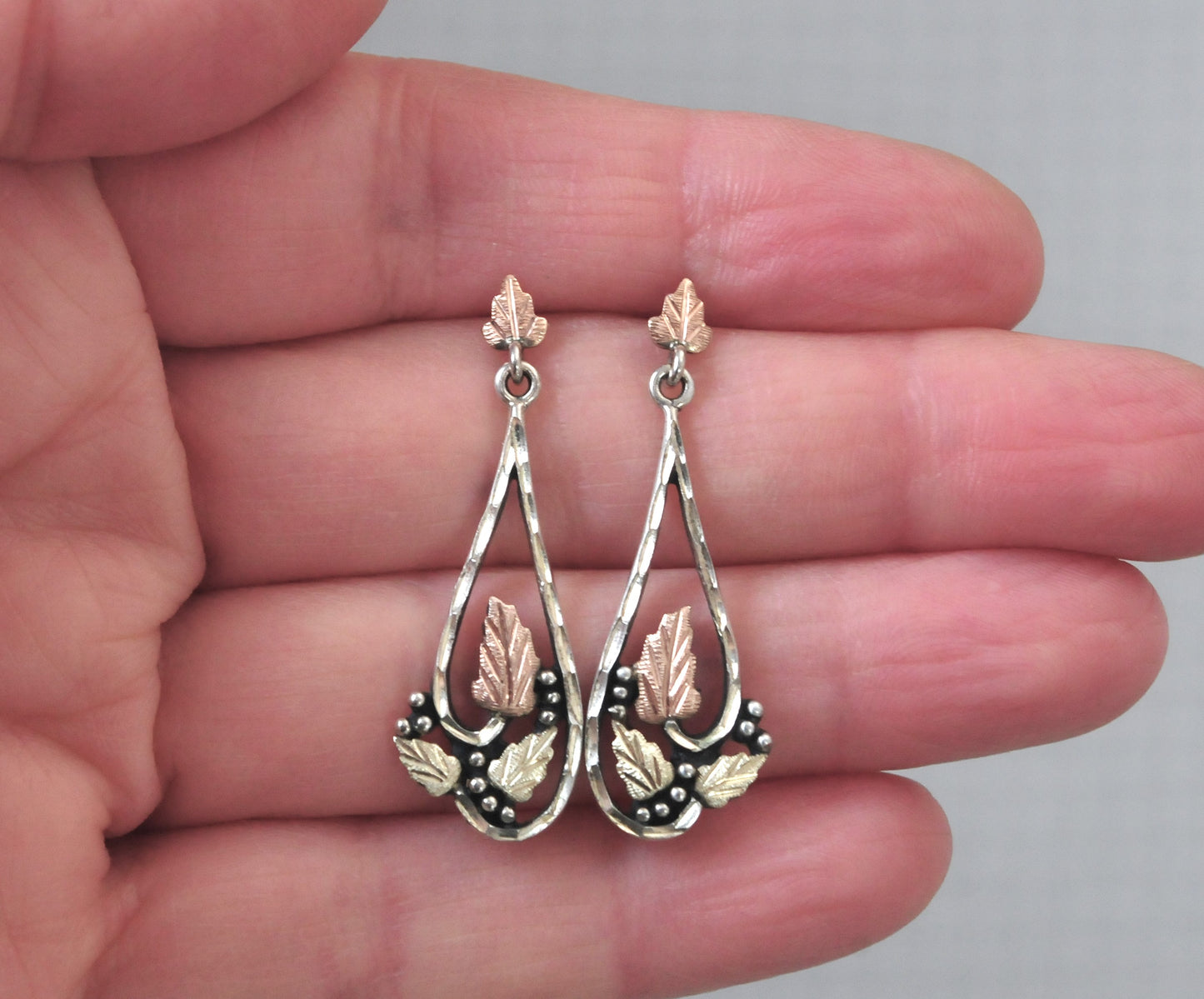 Wheeler Black Hills Sterling Silver 12K Gold Leaf Earrings