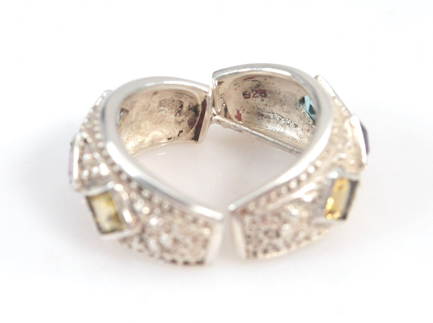 Sterling Silver Gemstone Half Hoop Earrings