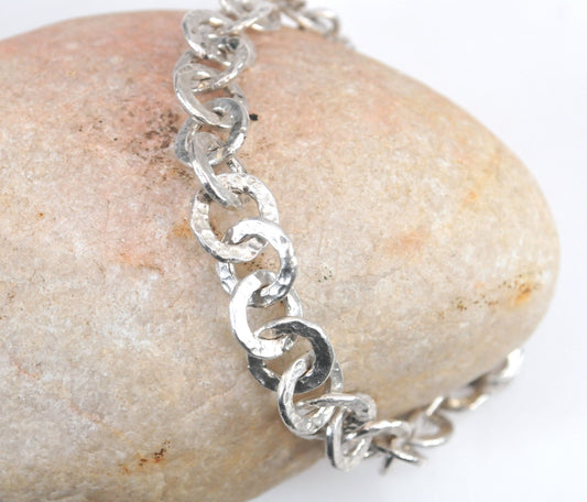 Handmade Hammered Sterling Silver Link Bracelet