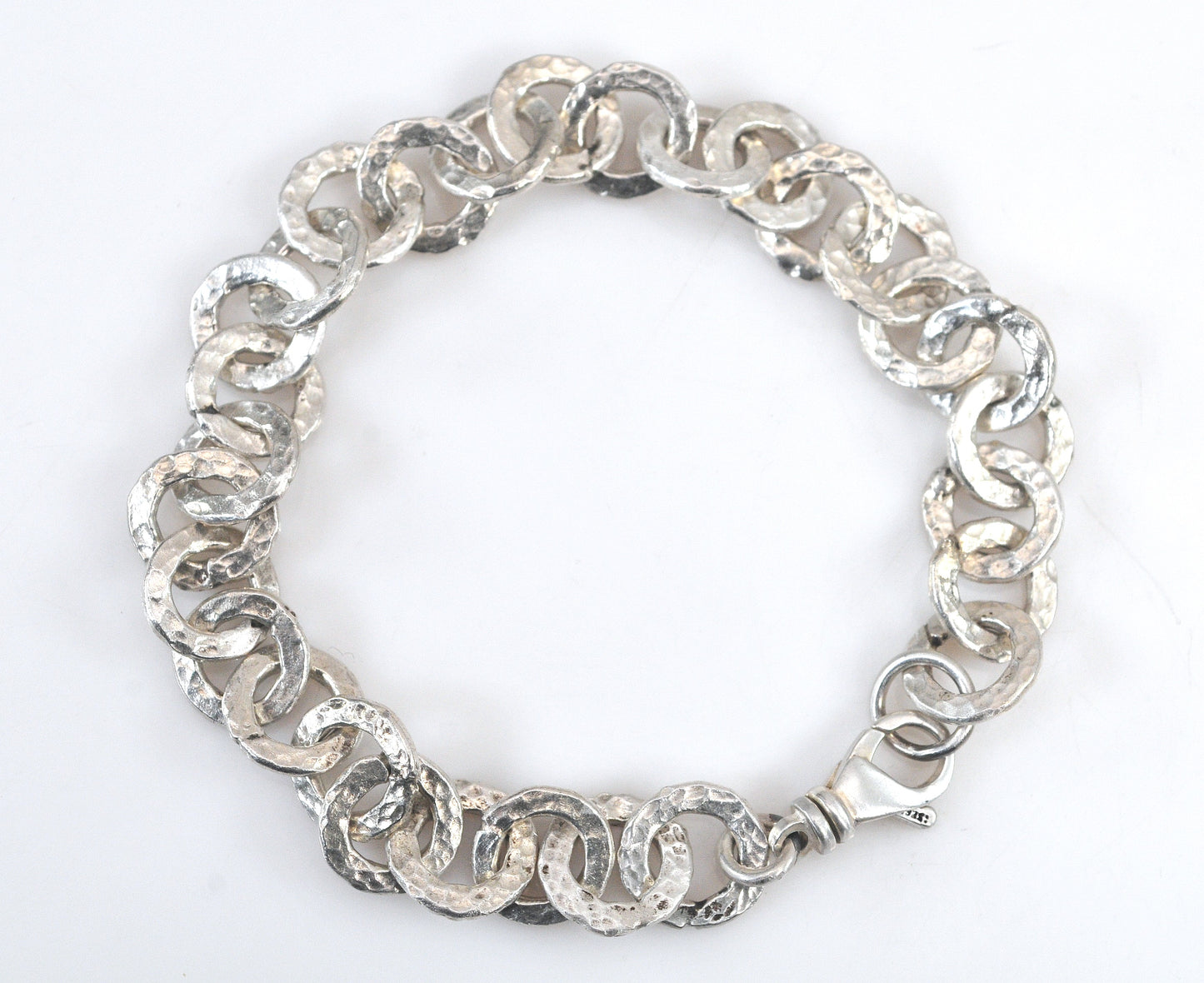 Handmade Hammered Sterling Silver Link Bracelet