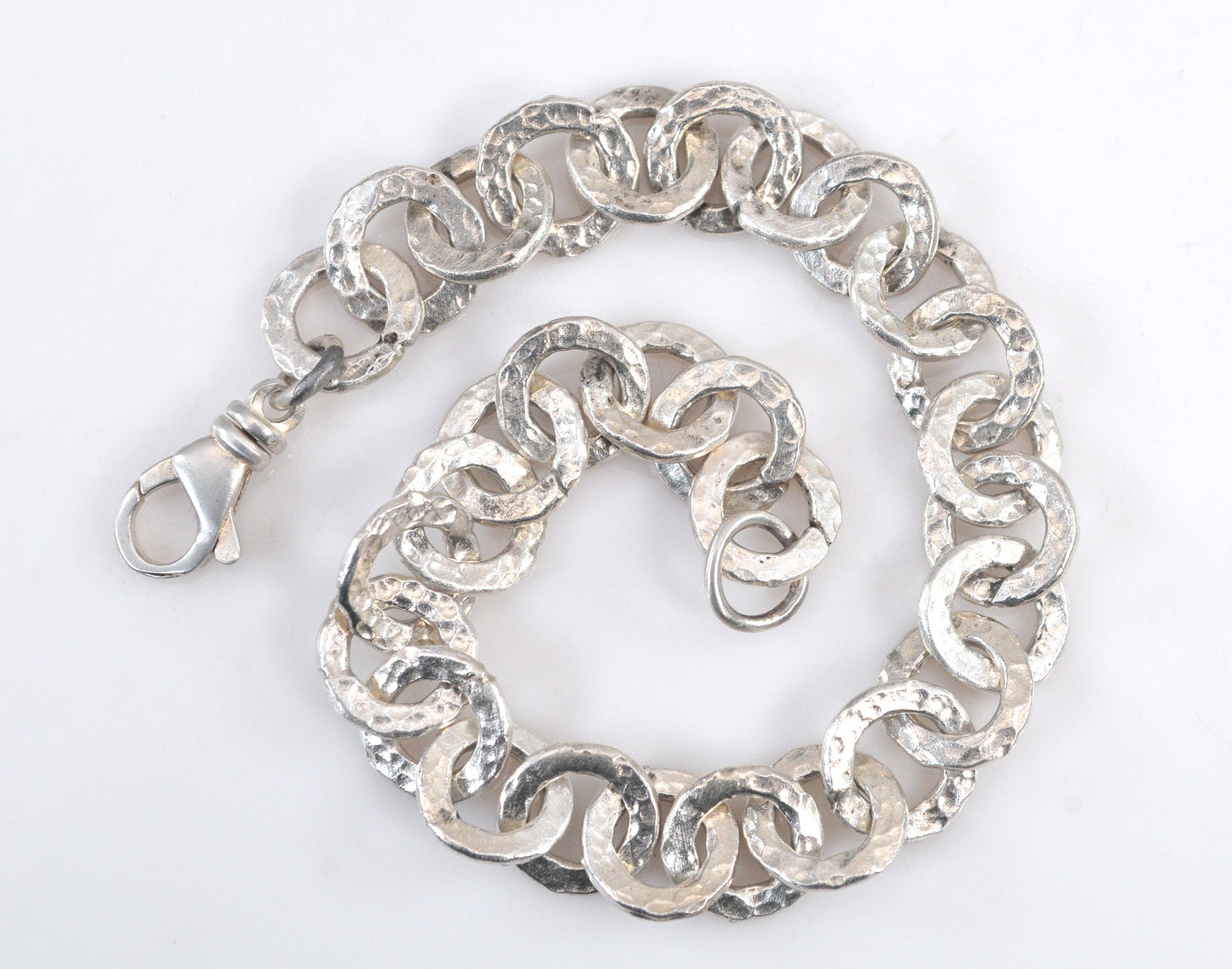 Handmade Hammered Sterling Silver Link Bracelet
