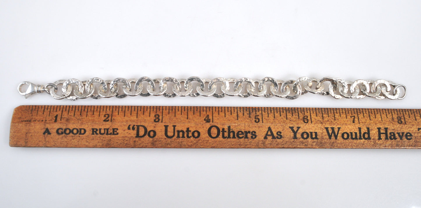 Handmade Hammered Sterling Silver Link Bracelet